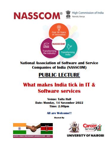 PUBLIC LECTURE IN TAIFA HALL BY NASSCOM INDIA 