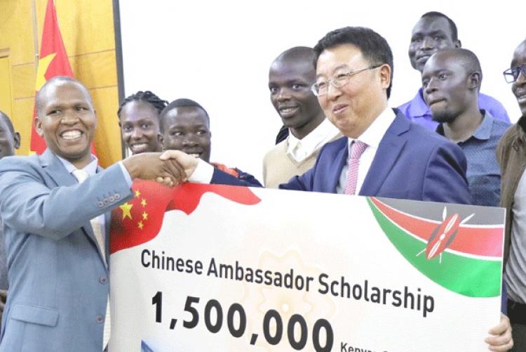 China Ambassador to Kenya Wu Peng hands over dummy cheque