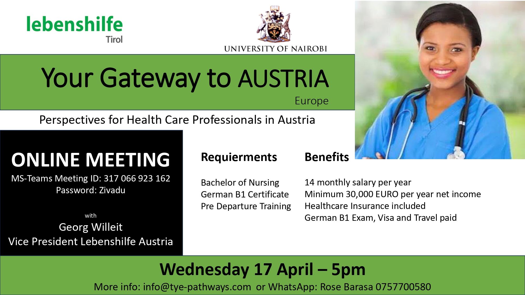 Information Session on Nursing Opportunities in Austria | Dean of ...