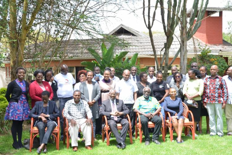 UoN VC Prof. Kiama with UoN staff and MKU staff at the O3 plus project planning workshop in Naivasha on Monday Jan 24, 2022