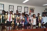 UoN Choir presents to the VC, Prof Kiama, different awards scooped recently